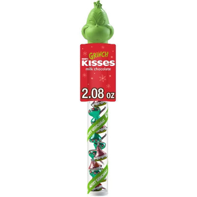 HERSHEY'S Kisses Christmas Grinch Milk Chocolate Filled Plastic Cane Candy - 2.08oz | Target