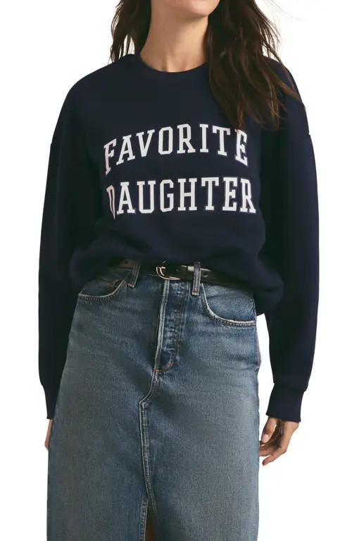 Favorite Daughter Collegiate Cotton Blend Sweatshirt in Navy at Nordstrom, Size Small | Nordstrom