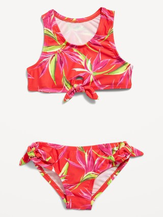 Matching Printed Tie-Front Bikini Swim Set for Toddler Girls | Old Navy (US)