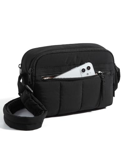 BAGSMART Cross Body Purse, Mini Crossbody Bags for Women Travel Purse, Puffy Shoulder Handbag Wallet with RFID Blocking Slots, Black-small | Amazon (US)