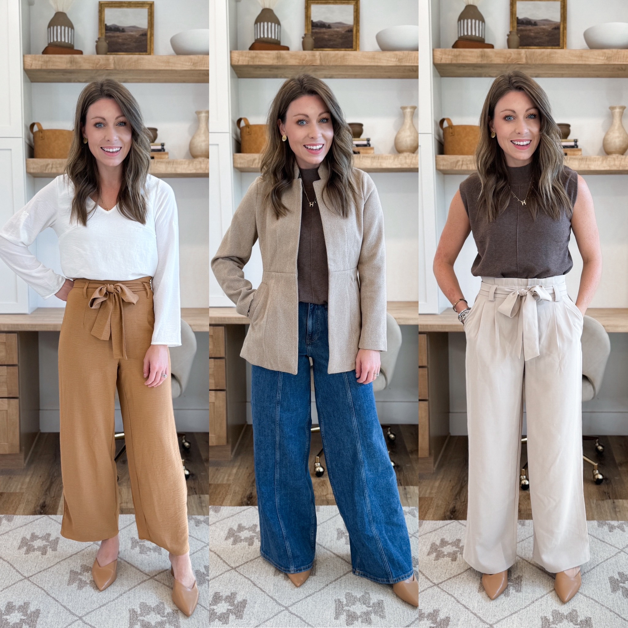 Amazon workwear! 
I’m wearing a size XS in the set and jacket. And a small in the brown top & light beige pants. 

#LTKWorkwear #LTKSaleAlert #LTKStyleTip