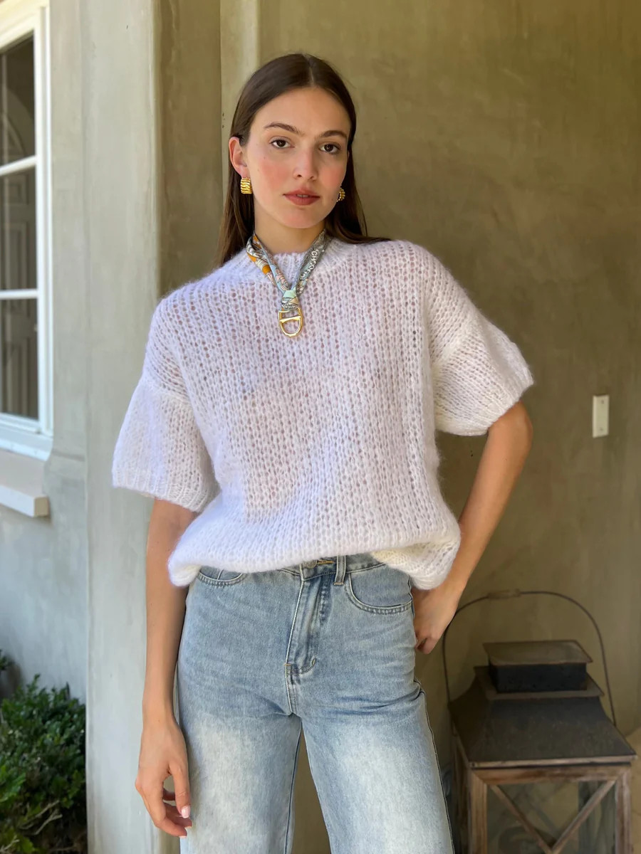 Sabine Sweater Top - White | Benaar La