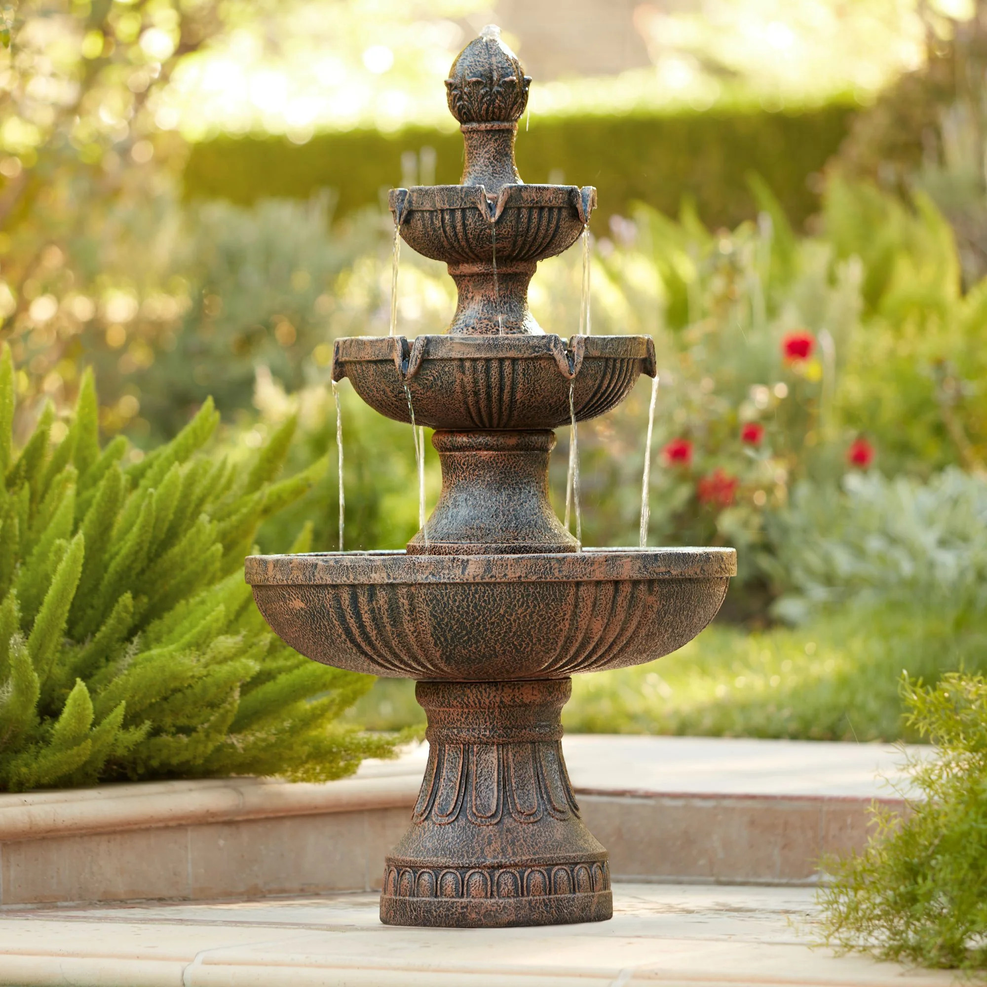 John Timberland Ravenna Rustic 3 Tier Weathered Stone Cascading Outdoor Floor Water Fountain 43" ... | Walmart (US)