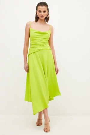 Soft Tailored Cowl Neck Slip Dress | Karen Millen US
