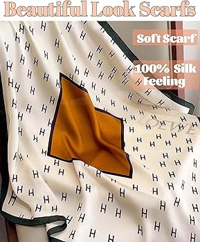 kcctoo 27.5" Mulberry Silk Feeling Head Scarf Women's Fashion Square Neck Satin Scarfs for Bag Ha... | Amazon (US)