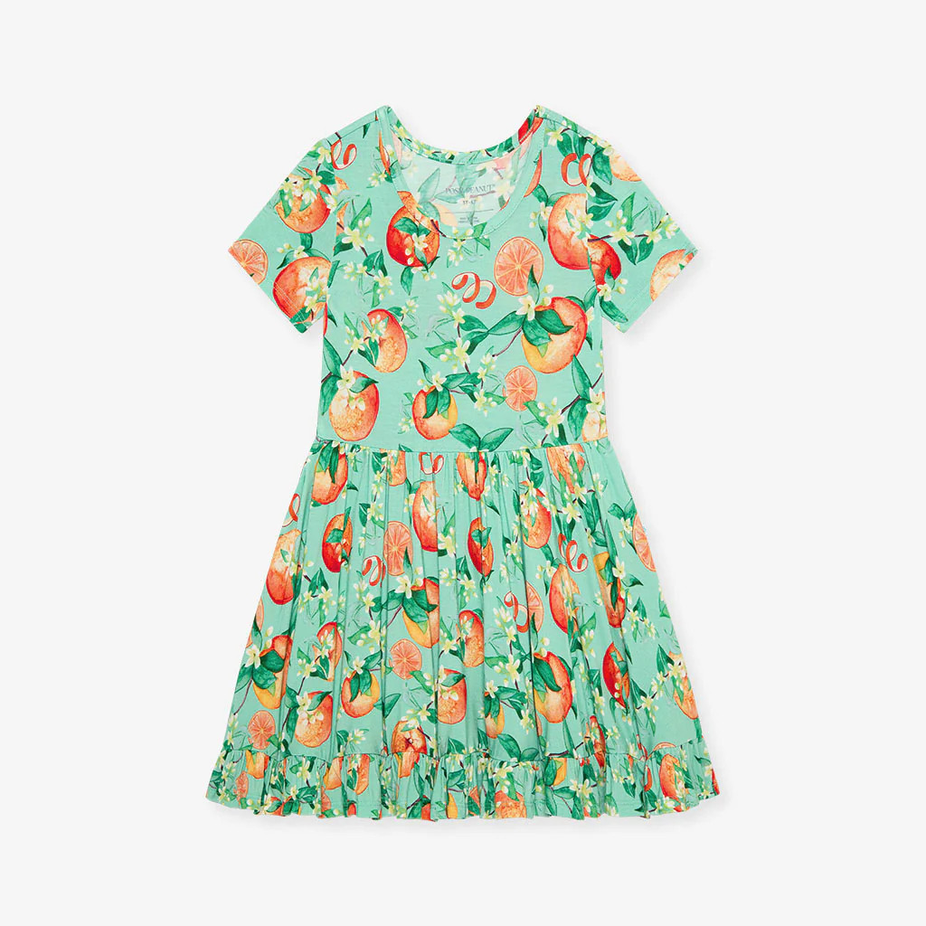 Citrus Green Girl Twirl Dress | Arancia | Posh Peanut