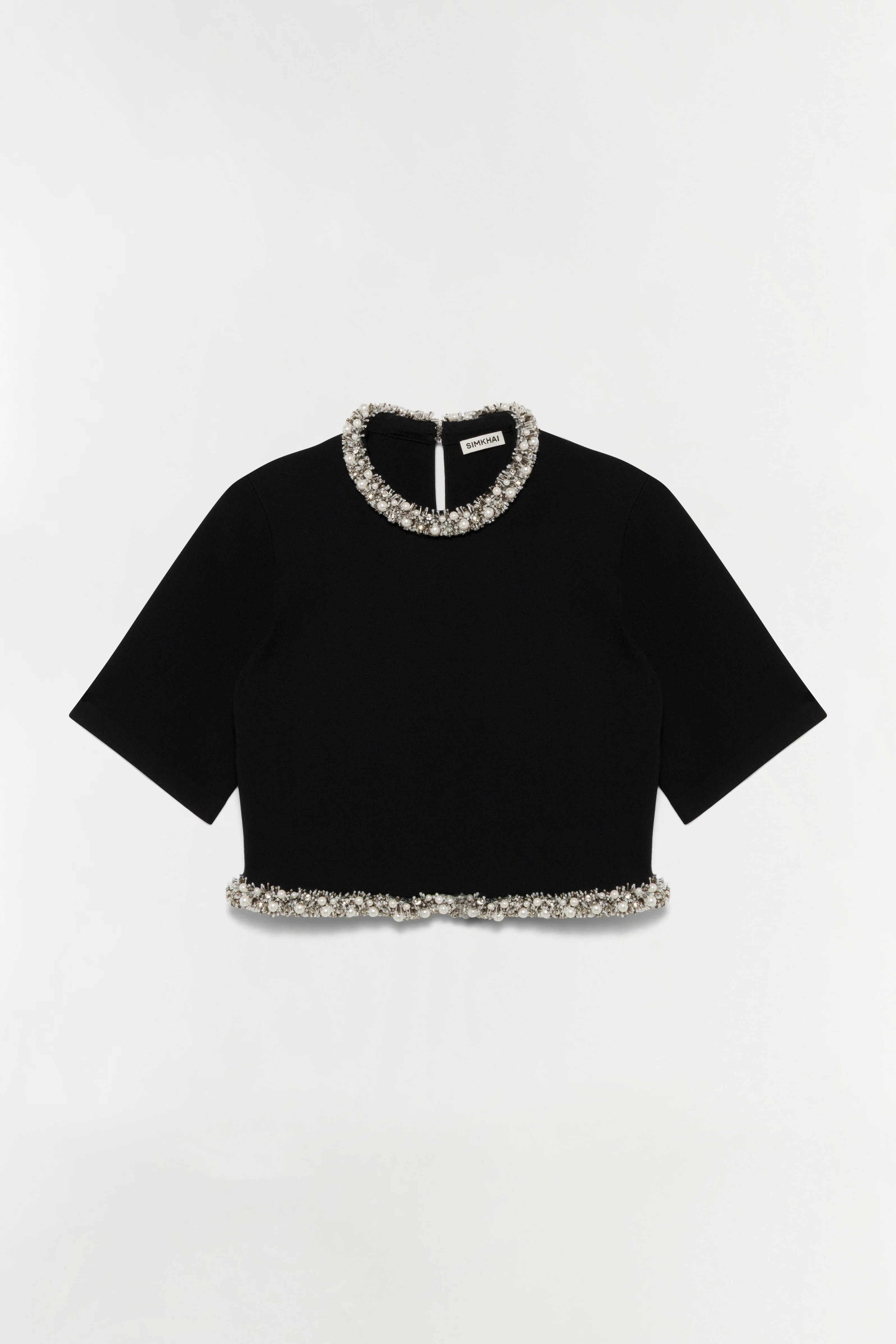 SIMKHAI Women's Ozelle Embellished Knit Top in Black, Size Medium | Simkhai