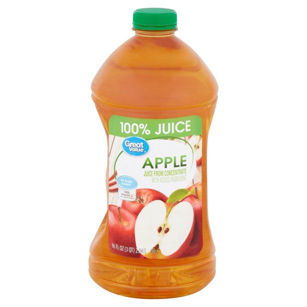 Great Value 100% Apple Juice, 96 Fl. Oz. - Walmart.com | Walmart (US)