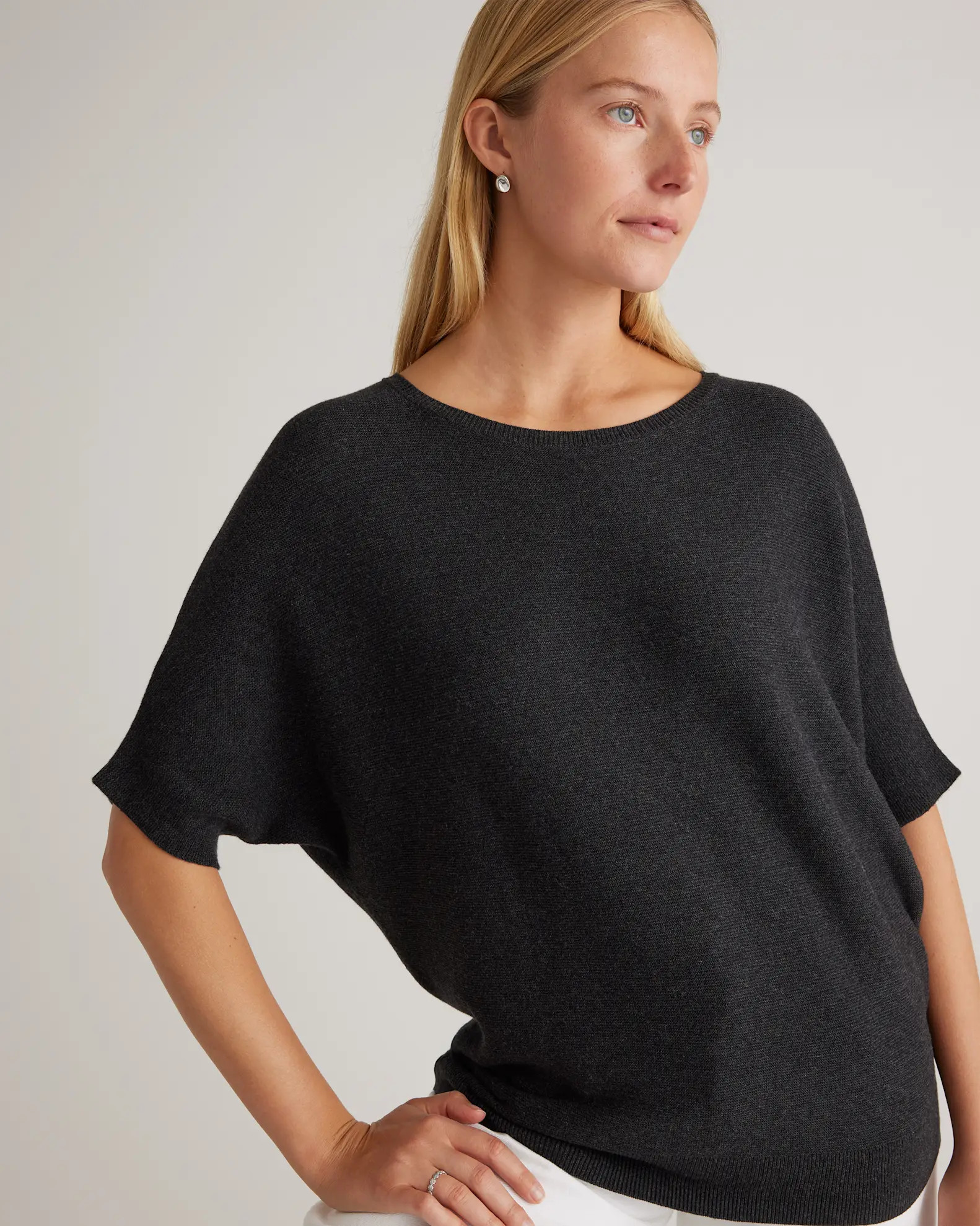 Lightweight Cotton Cashmere Link-Stitch Dolman Sweater | Quince