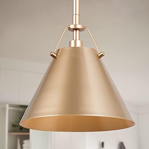 Optimant Lighting Gold Pendant Lighting, Modern Hanging Light Fixture for Kitchen Island, Hallway, D | Amazon (US)