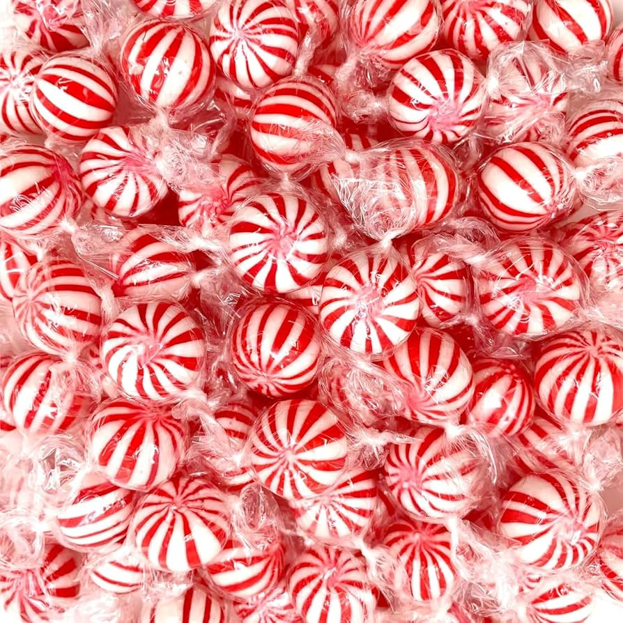 Peppermint Hard Candy 5 Pound Bulk Jumbo Peppermint Candy Balls, Approx 250 Individually Wrapped ... | Amazon (US)