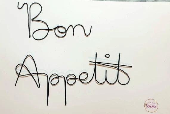 Wire words metal bon appetit wall art sign ~ kitchen, dining room, restaurant, cafe | Etsy (US)