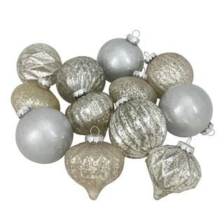 12ct. 3-Finish Champagne & Silver Glass Ornaments | Michaels Stores