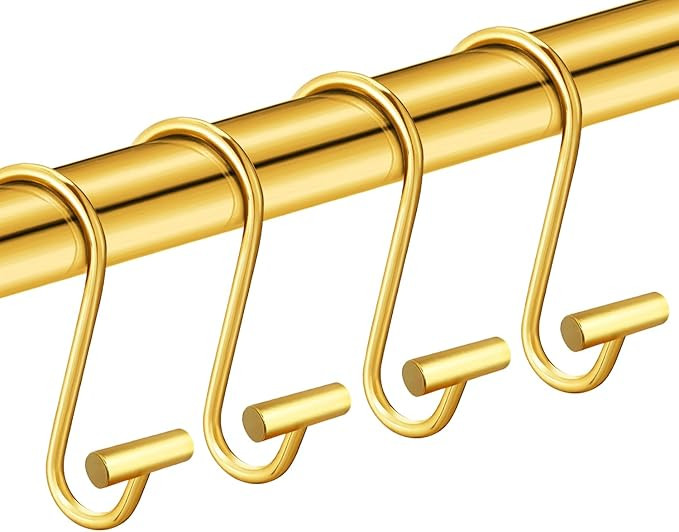 CHICTIE Gold Shower Curtain Hooks Rings, Decorative Shower Curtain Rings for Bathroom Shower Rod,... | Amazon (US)
