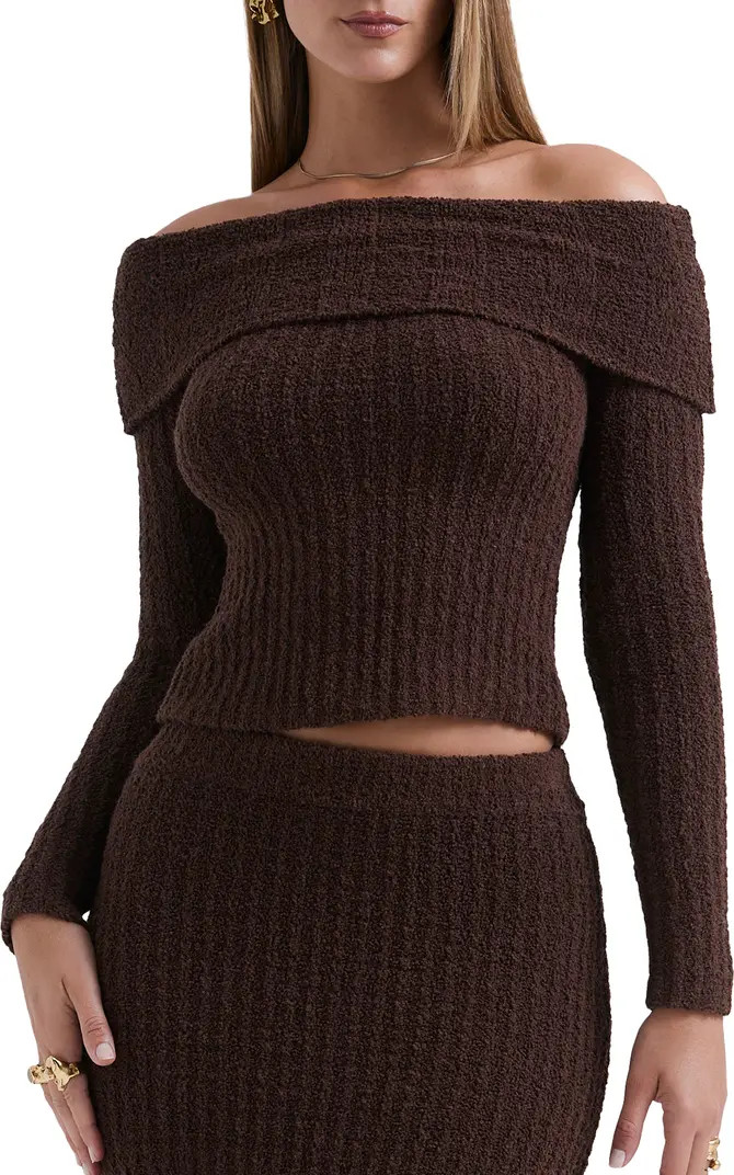 Saffron Rib Off the Shoulder Crop Sweater | Nordstrom