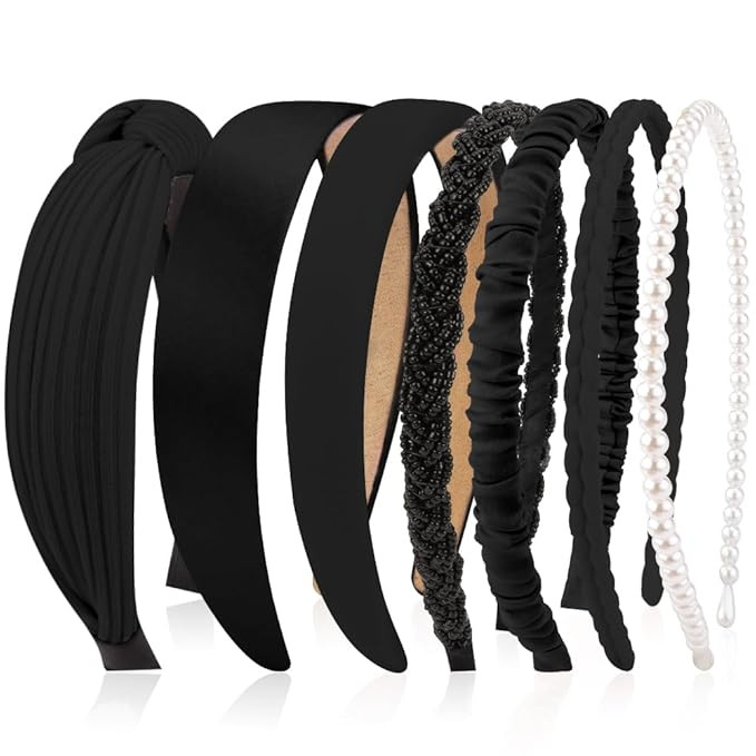 AHONEY 7 Pack Black Headbands for Women Girls Headbands Non Slip Hairbands Cute Hair Accessories ... | Amazon (US)