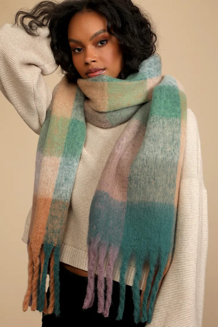 Peak Scenery Green Multi Plaid Fringe Oversized Scarf
            Lulus
         $35
        Prod... | Lulus