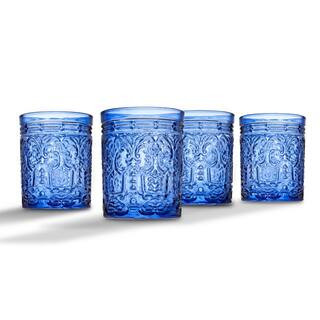 Jax 11 oz. Blue Crystal Doff Glasses (Set of 4) | The Home Depot