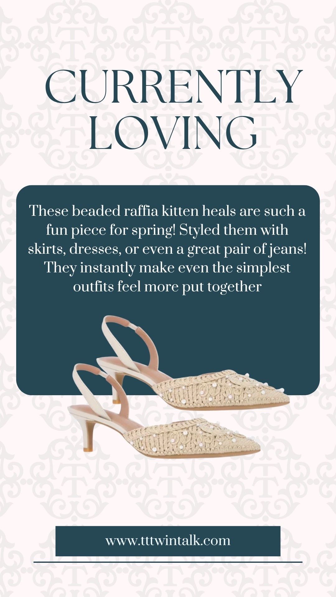 These beaded raffia kitten heals are such a fun piece for spring! Styled them with skirts, dresses, or even a great pair of jeans! They instantly make even the simplest outfits feel more put together

#LTKOver40 #LTKSeasonal #LTKMidsize