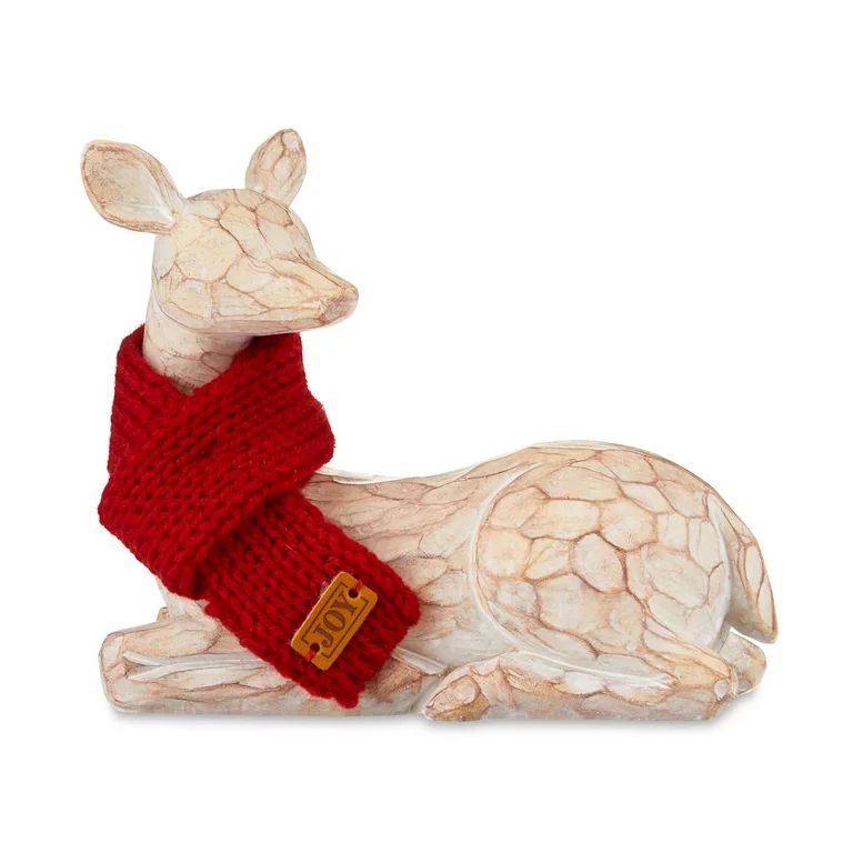 Tan Laying Deer with Red Scarf Decoration, 5 in, by Holiday Time | Walmart (US)