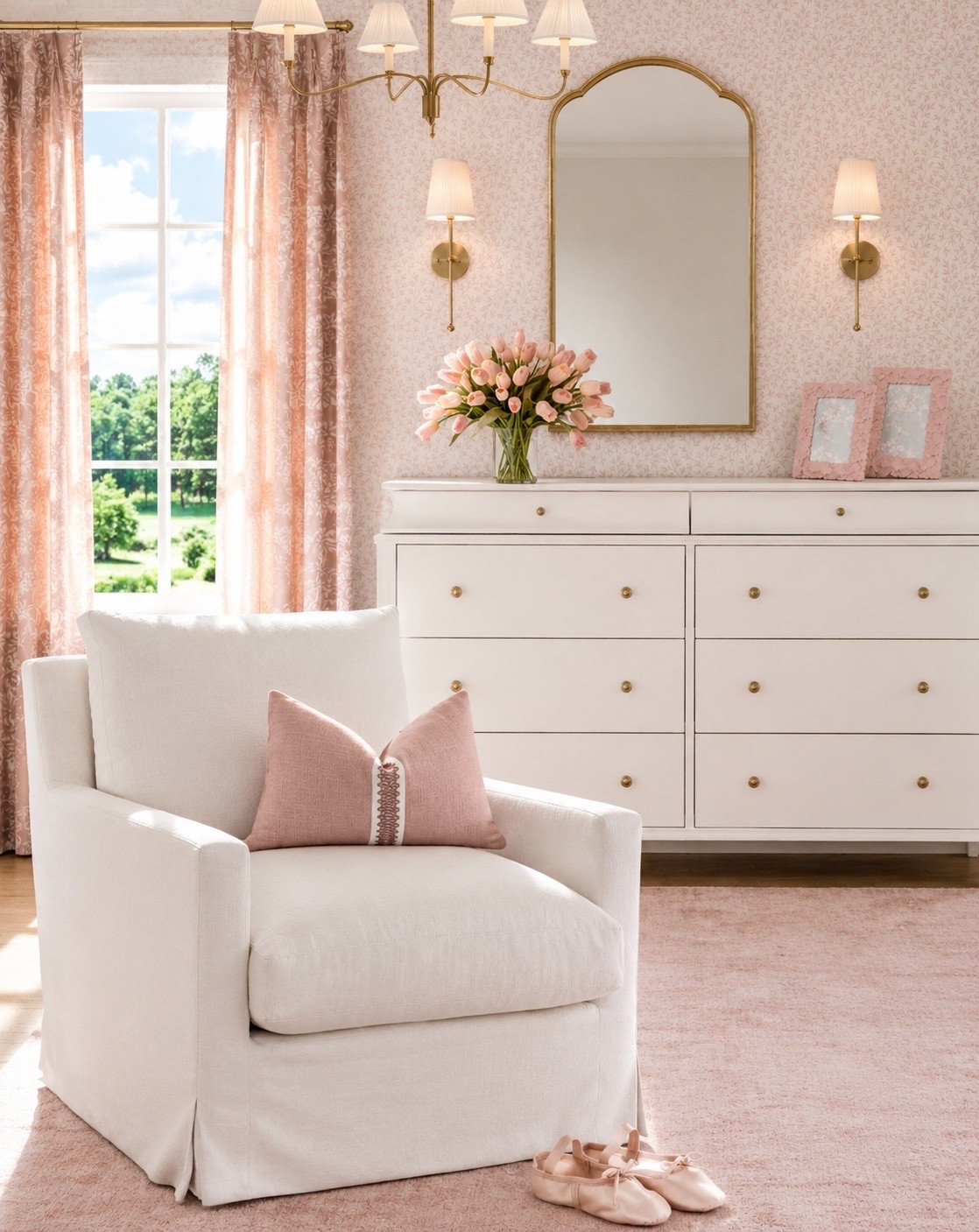 Pretty in pink 

#bedroom #girlsroom #wallpaper #dresser
