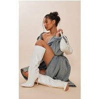 White Emmi PU Croc Knee Boots | PrettyLittleThing CAN