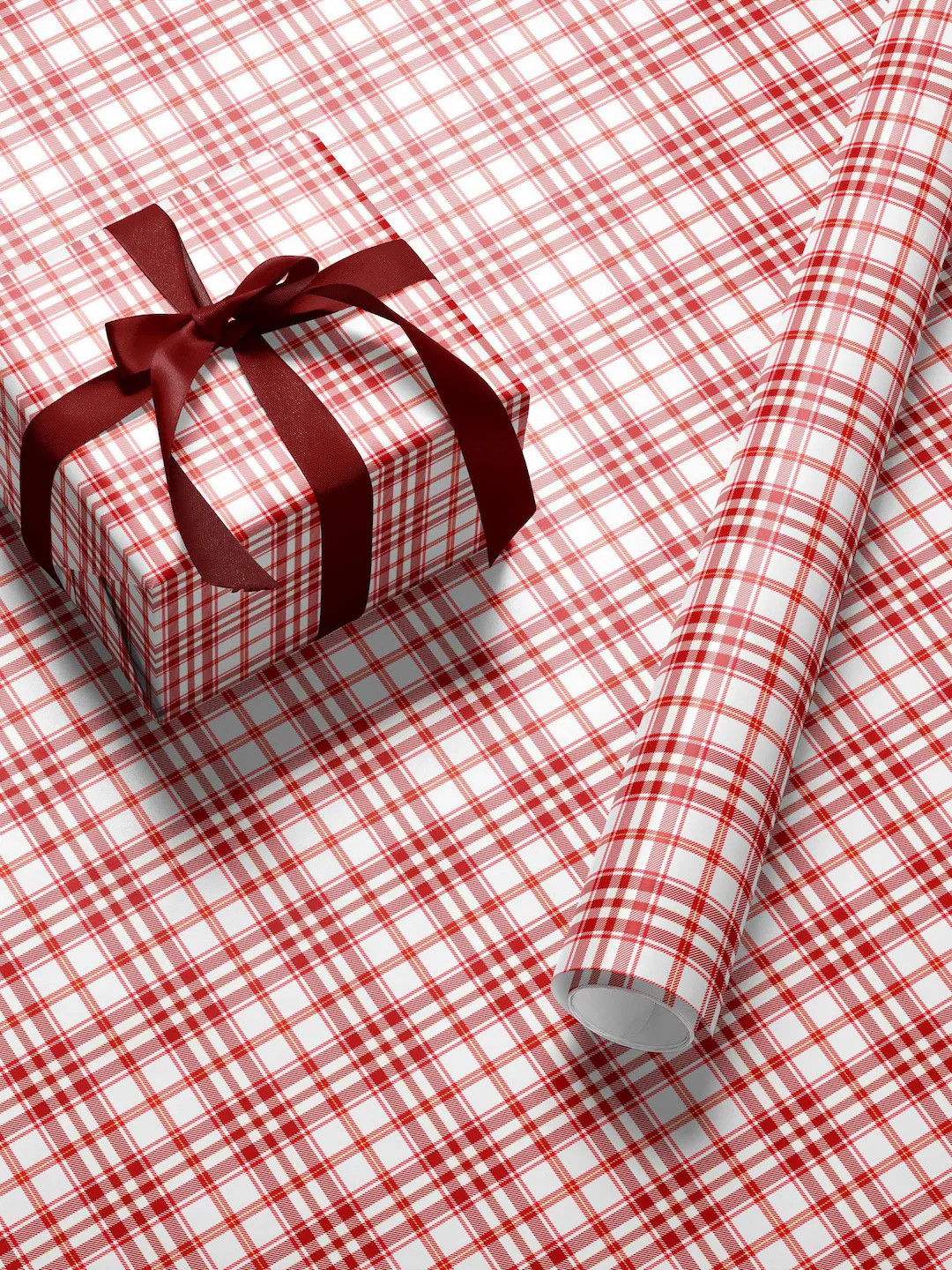 Plaid Christmas Wrapping Paper Roll Red Christmas Wrapping Paper Vintage Country Holiday Gift Wra... | Etsy (US)