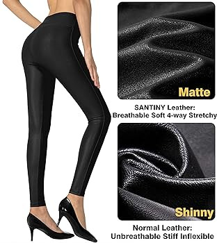 SANTINY Women's Faux Leather Leggings Pants Stretch High Waisted Tights for Women | Amazon (US)