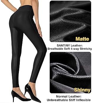 SANTINY Women's Faux Leather Leggings Pants Stretch High Waisted Tights for Women | Amazon (US)