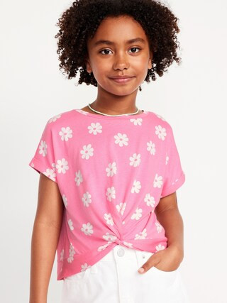Printed Short-Sleeve Twist-Front T-Shirt for Girls | Old Navy (US)