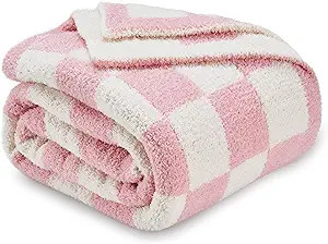 CozeCube Checkered Blanket, Ultra Soft Cozy Pink Checkered Throw Blanket, Warm Fluffy Checkerboar... | Amazon (US)