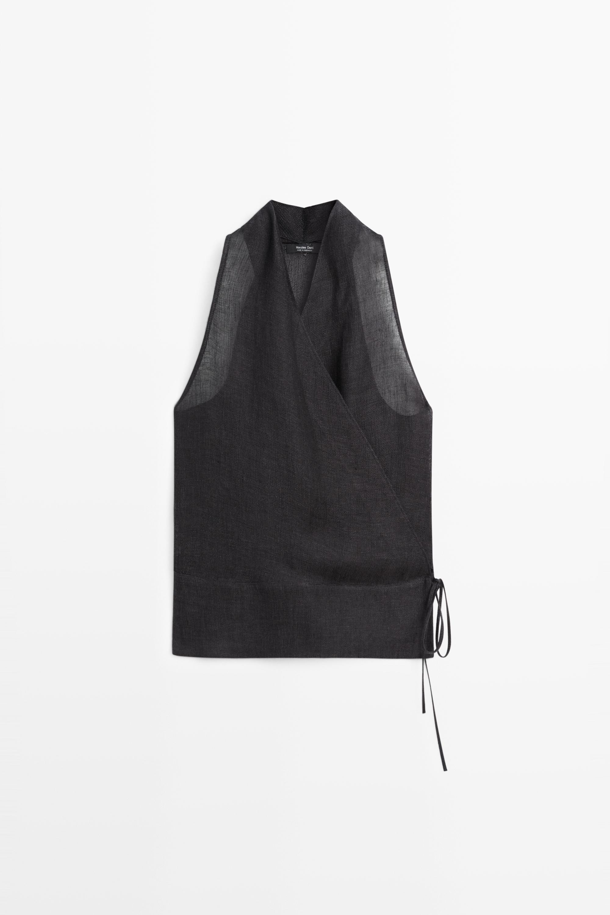 100% linen crossover halter top | Massimo Dutti UK