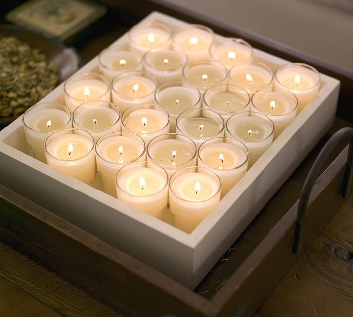Unscented Filled Glass Votive Candles, Set of 16 | Pottery Barn (US)