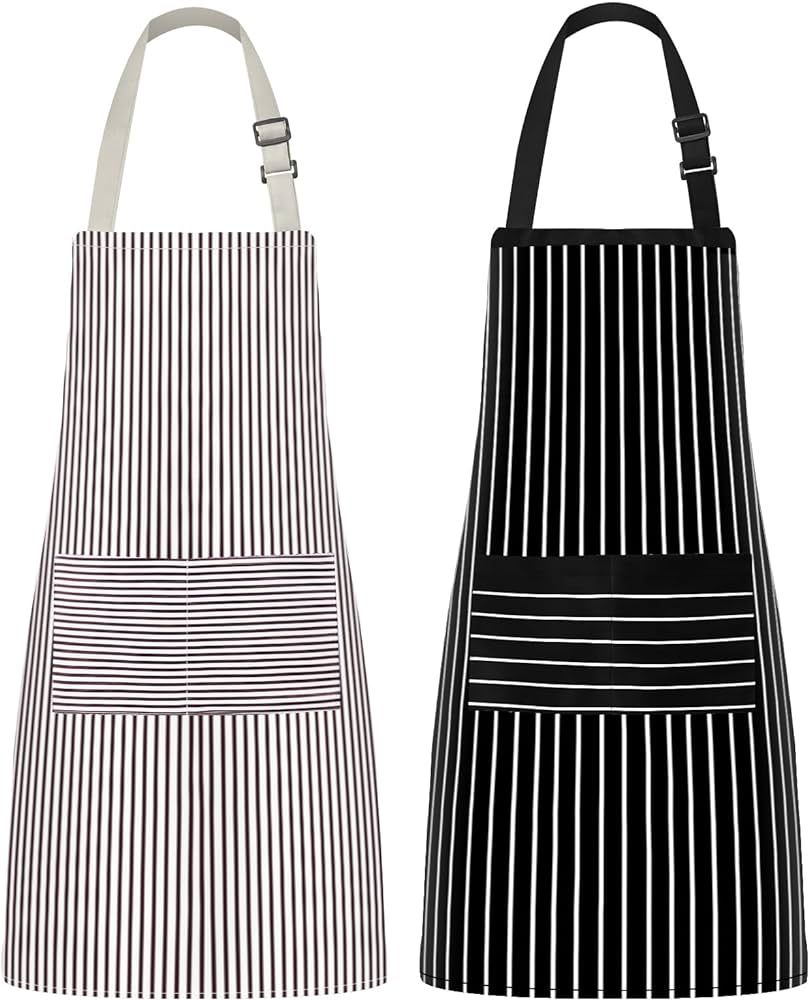 Syntus Kitchen Cooking Apron, 2 Pack Adjustable Bib Chef Aprons for Women Men with 2 Pockets, L-B... | Amazon (US)