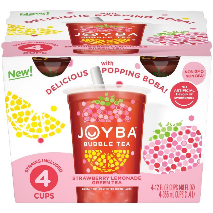JOYBA Strawberry Lemonade Green Bubble Tea - 4pk/12 fl oz Cups | Target