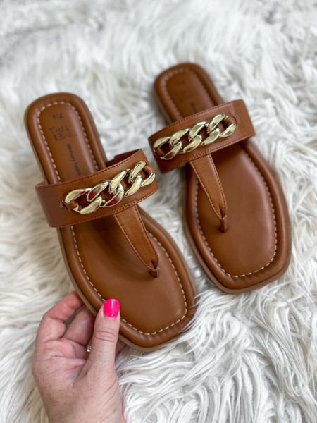 Walmart time and tru sandals! Cognac with gold chain sandals 

#LTKFindsUnder50 #LTKStyleTip #LTKShoeCrush