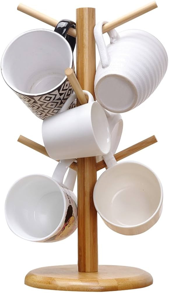 MyLifeUNIT Mug Holder Tree, Coffee Cup Holder with 6 Hooks (Yellow) | Amazon (US)