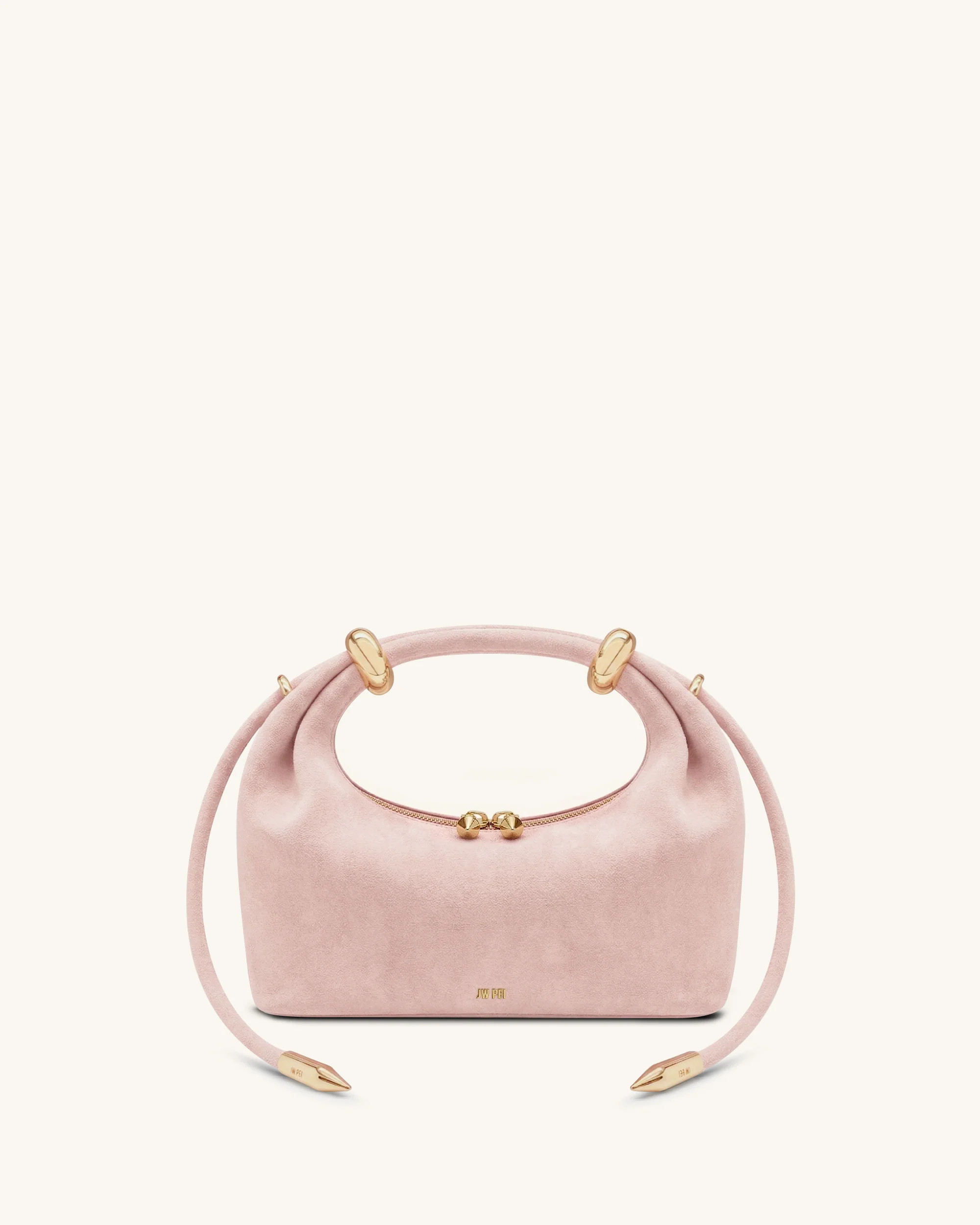 Ellie Faux Suede Metal Ring Embellished Top Handle Bag - Pink | JW PEI US