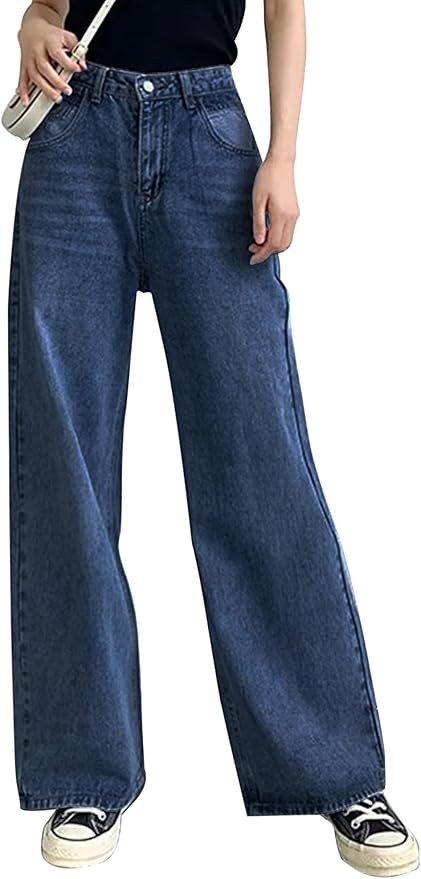 HDLTE Women Wide Leg Jeans High Waist Baggy Jeans for Women Loose Boyfriends Jeans Denim Pants Y2... | Amazon (US)