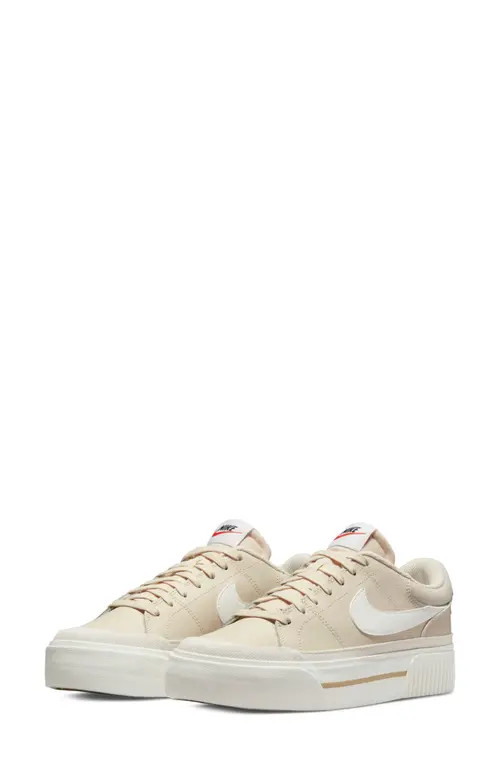 Nike Court Legacy Lift Sneaker in Pearl White /Orange/White at Nordstrom, Size 8.5 | Nordstrom