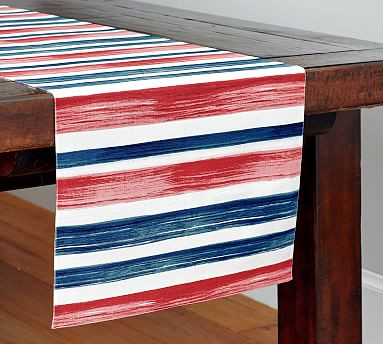 Americana Watercolor Cotton/Linen Table Runner | Pottery Barn (US)