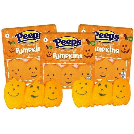 Peeps Marshmallow Pumpkins Trick or Treat Candy Pack of 3 6 Count per Pack | Walmart (US)