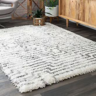 Rugs USA Gray Gola Shaggy Geometric rug - Contemporary Rectangle 6' 7"" x 9' | Rugs USA