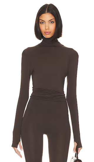 Slim Fit Long Sleeve Turtle Top in Chocolate | Revolve Clothing (Global)