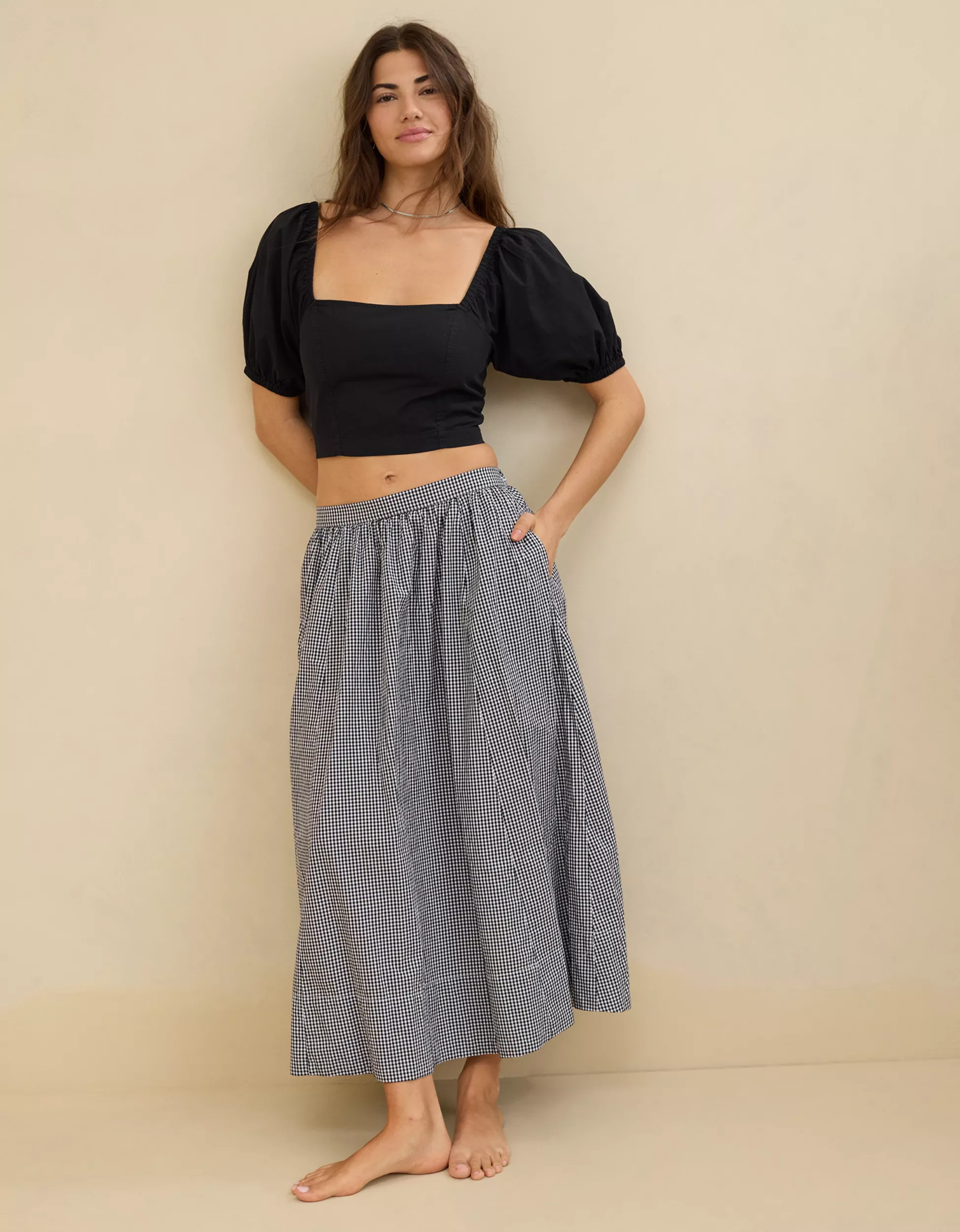 Aerie Puff Sleeve Square Neck Top | American Eagle Outfitters (US & CA)