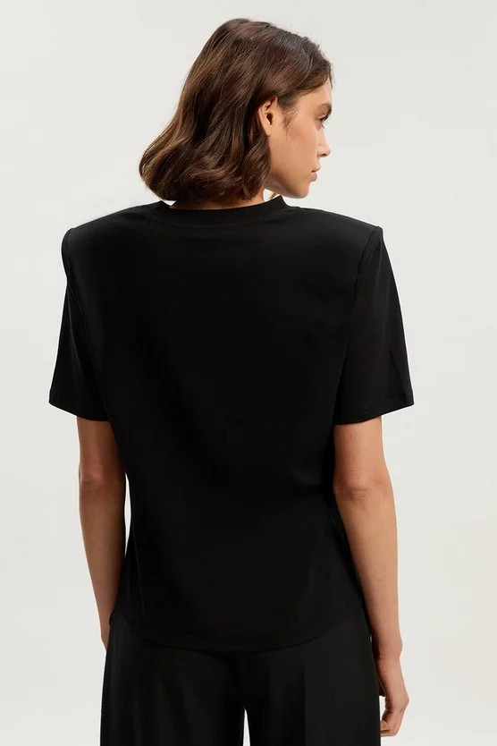Power Shoulder Jersey T-Shirt | Karen Millen US