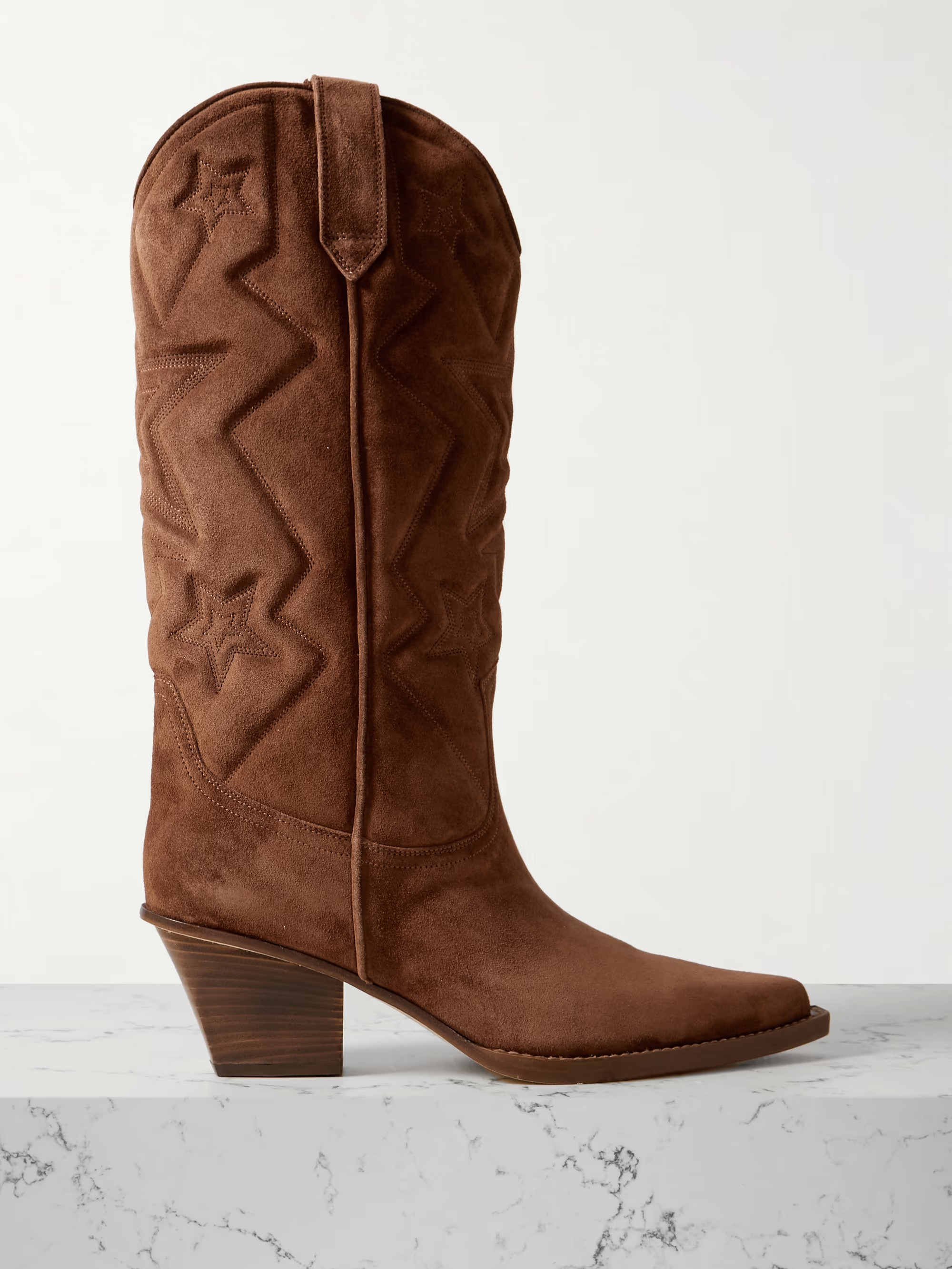 Texas Star embroidered debossed suede cowboy boots | NET-A-PORTER (US)