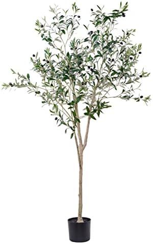 Artificial Olive Trees Silk Trees Faux Olive 6ft Tall Tree in Potted Oliver Branch Leaves and Fru... | Amazon (US)