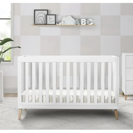 Delta Children Essex 4-in-1 Convertible Baby Crib, Bianca White/Natural Legs | Walmart (US)