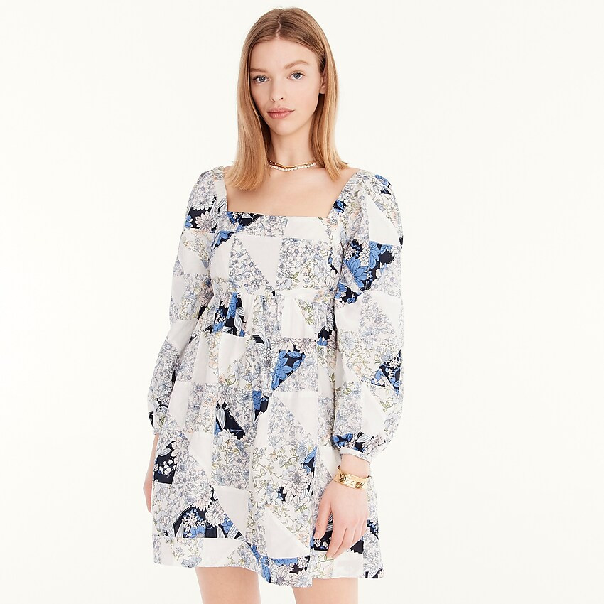 Squareneck cotton voile dress in patchwork floral | J. Crew US